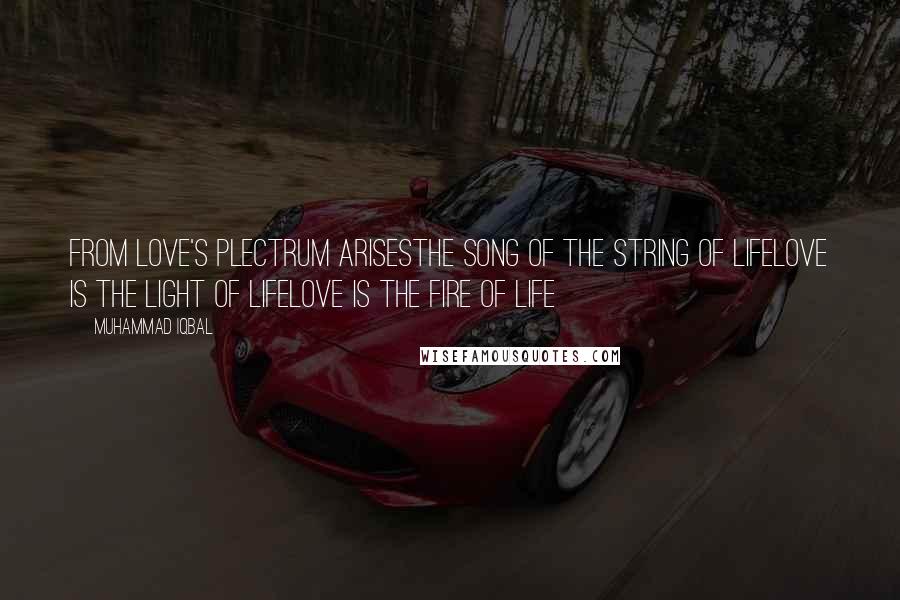 Muhammad Iqbal Quotes: From love's plectrum arisesthe song of the string of lifeLove is the light of lifelove is the fire of life