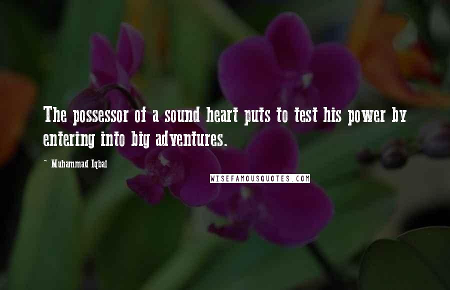 Muhammad Iqbal Quotes: The possessor of a sound heart puts to test his power by entering into big adventures.