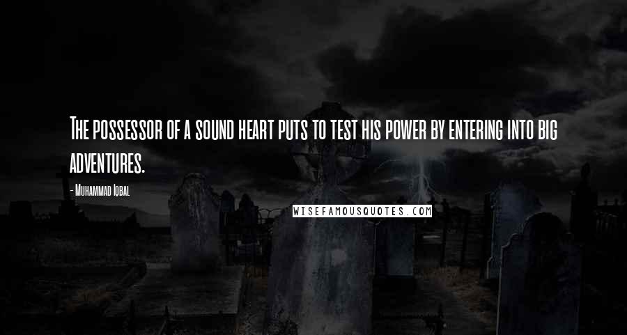 Muhammad Iqbal Quotes: The possessor of a sound heart puts to test his power by entering into big adventures.