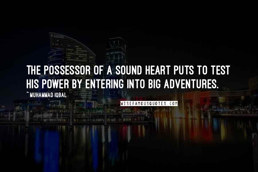 Muhammad Iqbal Quotes: The possessor of a sound heart puts to test his power by entering into big adventures.