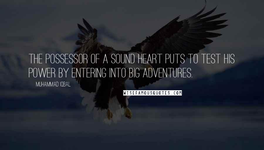 Muhammad Iqbal Quotes: The possessor of a sound heart puts to test his power by entering into big adventures.