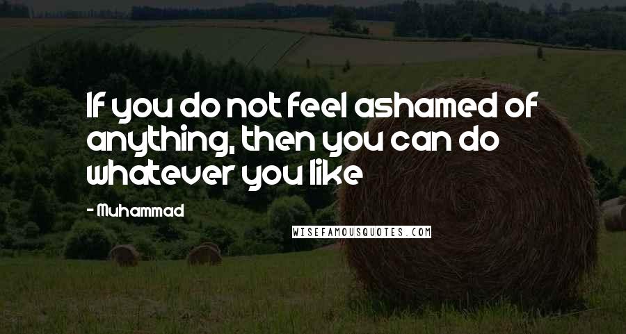 Muhammad Quotes: If you do not feel ashamed of anything, then you can do whatever you like