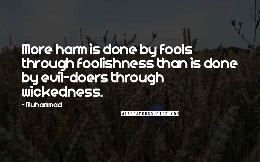 Muhammad Quotes: More harm is done by fools through foolishness than is done by evil-doers through wickedness.