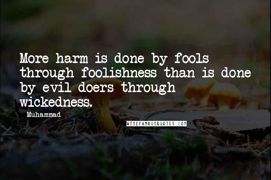 Muhammad Quotes: More harm is done by fools through foolishness than is done by evil-doers through wickedness.