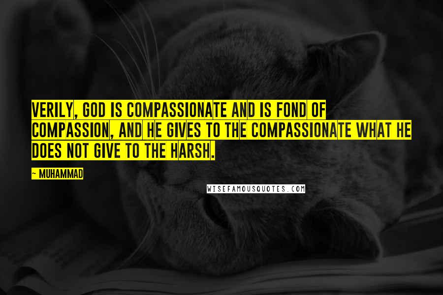 Muhammad Quotes: Verily, God is Compassionate and is fond of compassion, and He gives to the compassionate what He does not give to the harsh.