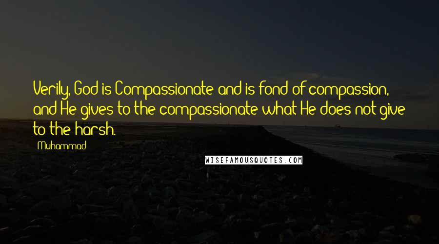 Muhammad Quotes: Verily, God is Compassionate and is fond of compassion, and He gives to the compassionate what He does not give to the harsh.