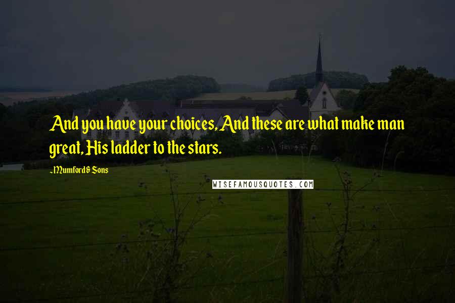 Mumford & Sons Quotes: And you have your choices, And these are what make man great, His ladder to the stars.