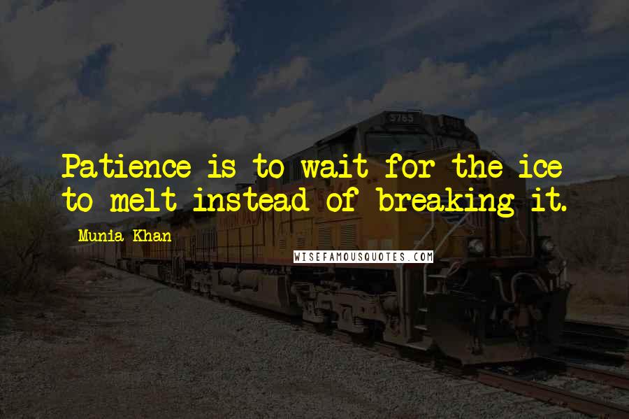 Munia Khan Quotes: Patience is to wait for the ice to melt instead of breaking it.