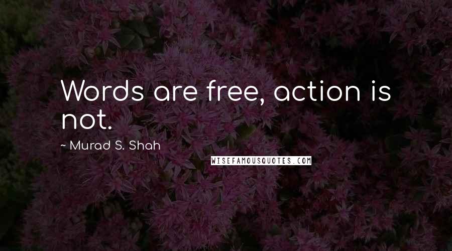 Murad S. Shah Quotes: Words are free, action is not.