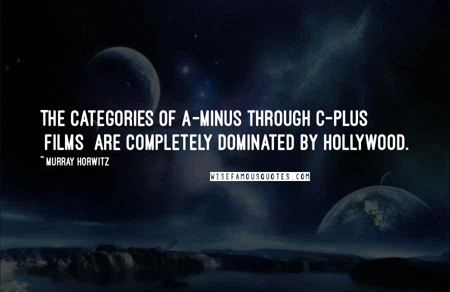 Murray Horwitz Quotes: The categories of A-minus through C-plus [films] are completely dominated by Hollywood.