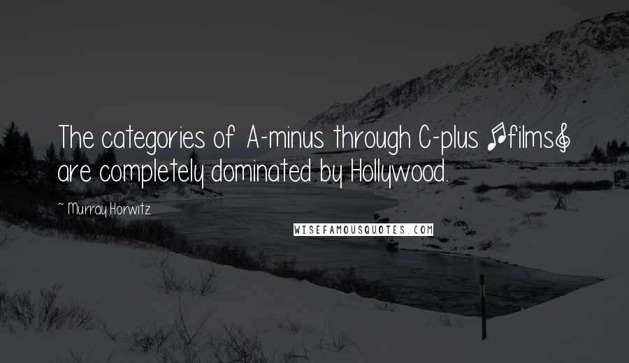 Murray Horwitz Quotes: The categories of A-minus through C-plus [films] are completely dominated by Hollywood.