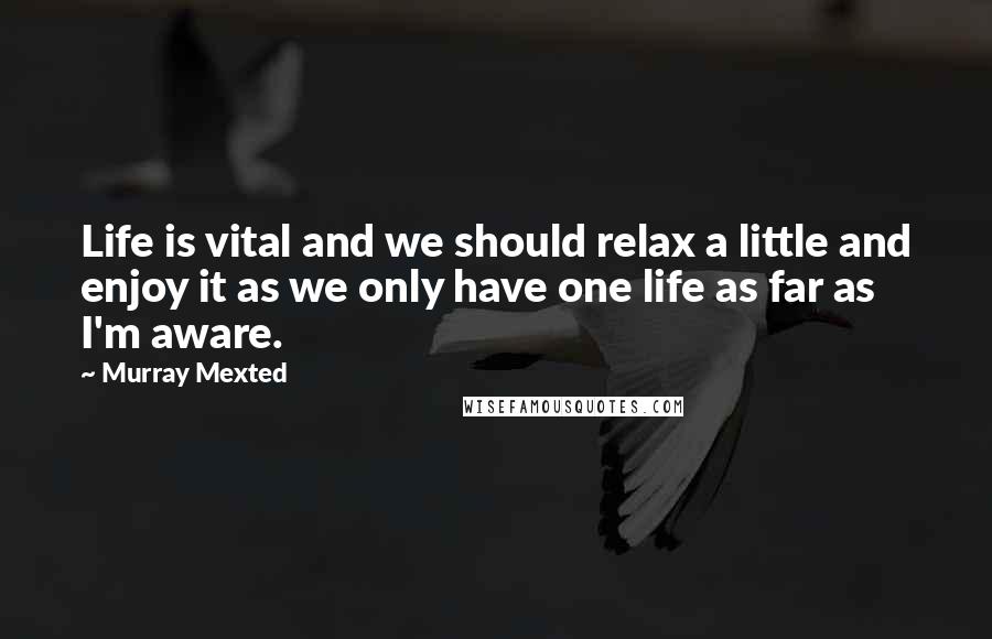 Murray Mexted Quotes: Life is vital and we should relax a little and enjoy it as we only have one life as far as I'm aware.