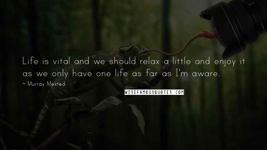 Murray Mexted Quotes: Life is vital and we should relax a little and enjoy it as we only have one life as far as I'm aware.