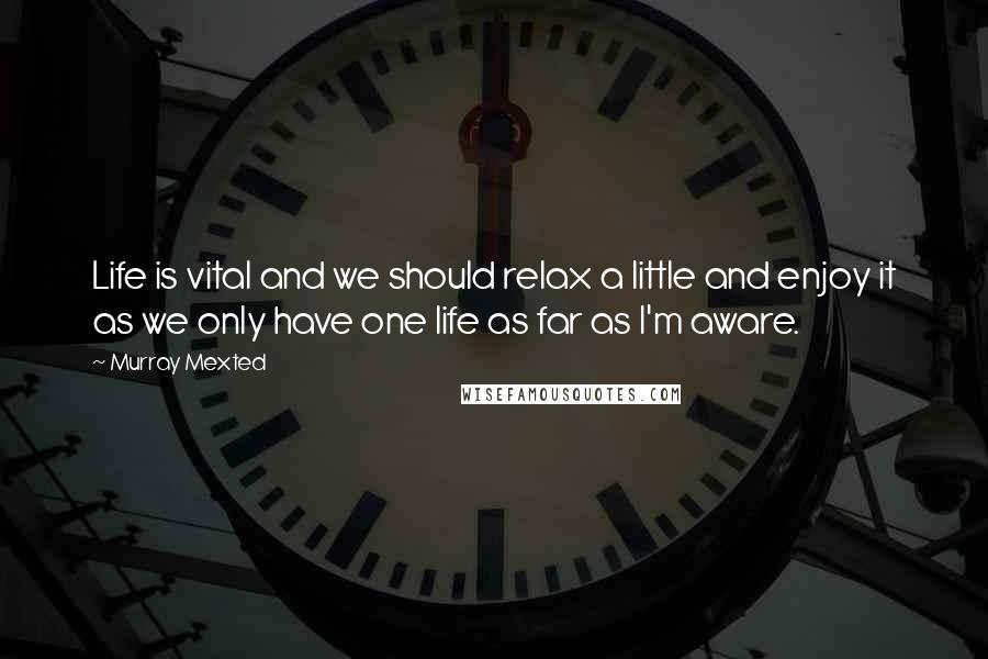 Murray Mexted Quotes: Life is vital and we should relax a little and enjoy it as we only have one life as far as I'm aware.