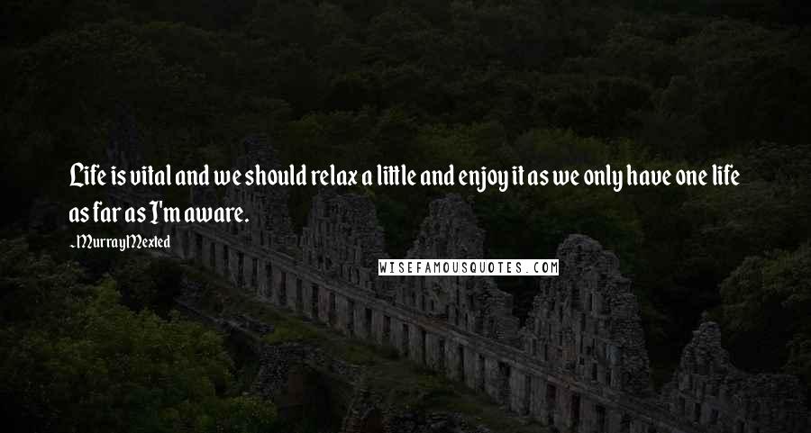 Murray Mexted Quotes: Life is vital and we should relax a little and enjoy it as we only have one life as far as I'm aware.