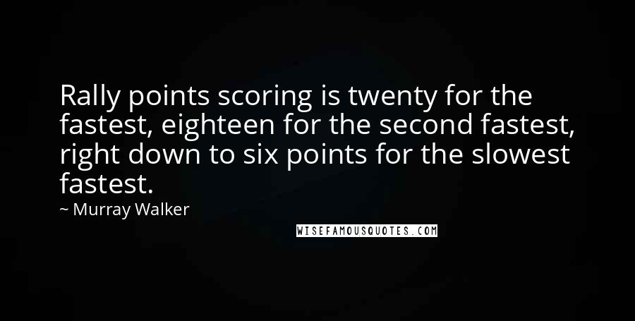 Murray Walker Quotes: Rally points scoring is twenty for the fastest, eighteen for the second fastest, right down to six points for the slowest fastest.