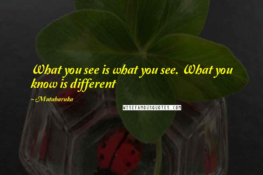 Mutabaruka Quotes: What you see is what you see. What you know is different