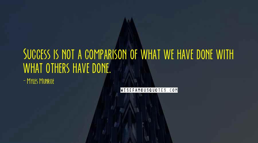 Myles Munroe Quotes: Success is not a comparison of what we have done with what others have done.