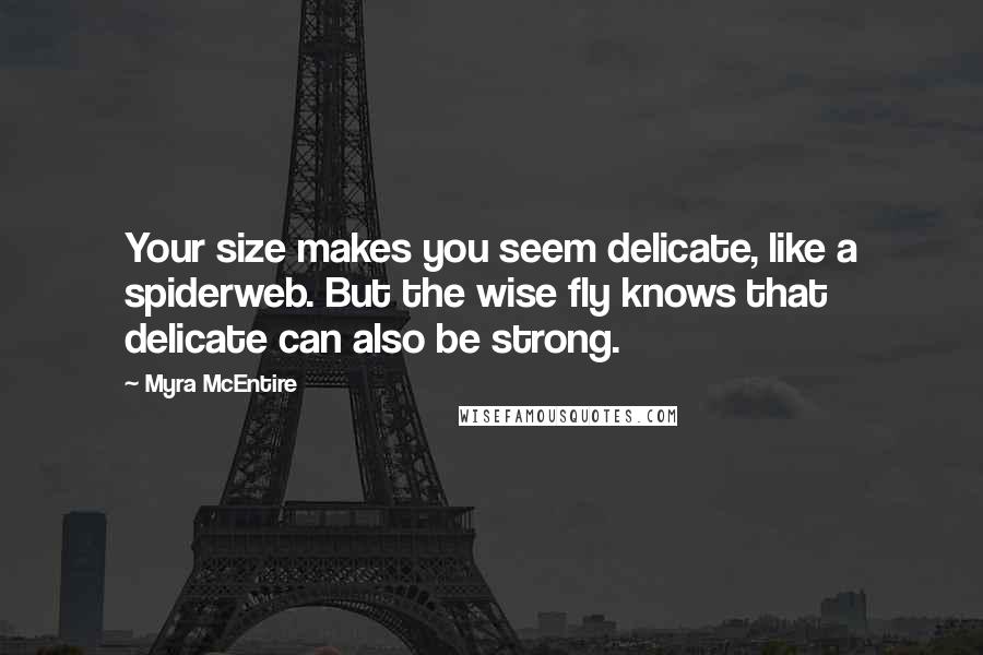 Myra McEntire Quotes: Your size makes you seem delicate, like a spiderweb. But the wise fly knows that delicate can also be strong.