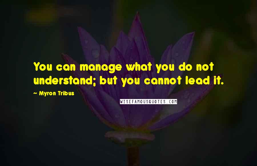 Myron Tribus Quotes: You can manage what you do not understand; but you cannot lead it.