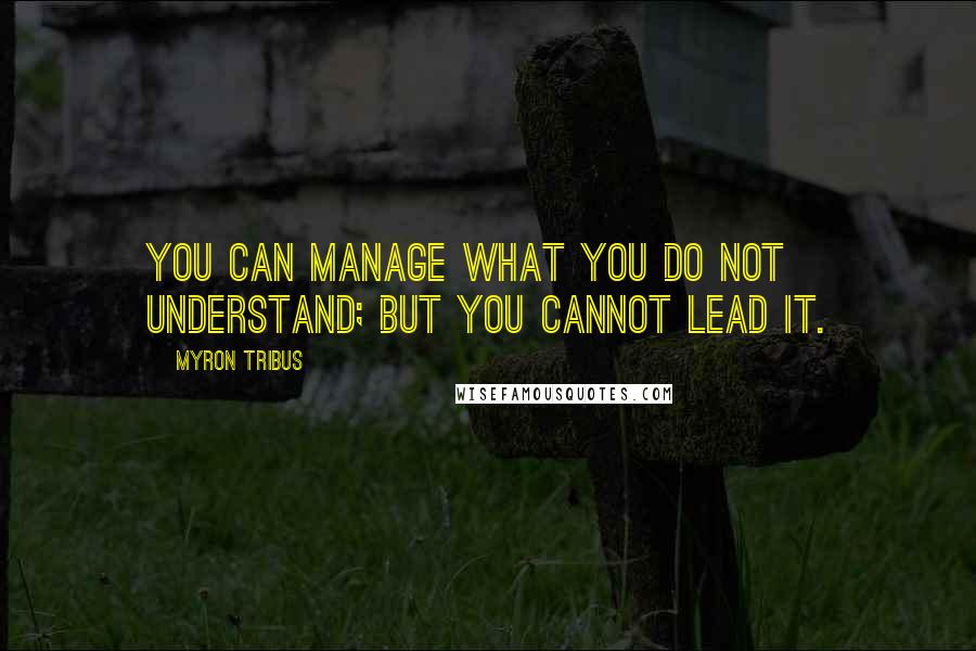 Myron Tribus Quotes: You can manage what you do not understand; but you cannot lead it.