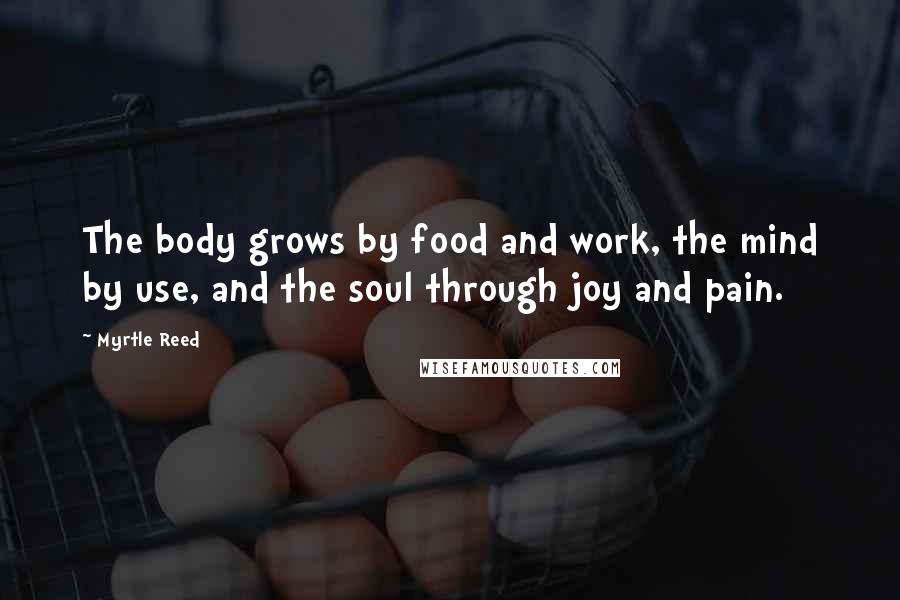 Myrtle Reed Quotes: The body grows by food and work, the mind by use, and the soul through joy and pain.