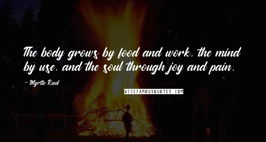 Myrtle Reed Quotes: The body grows by food and work, the mind by use, and the soul through joy and pain.