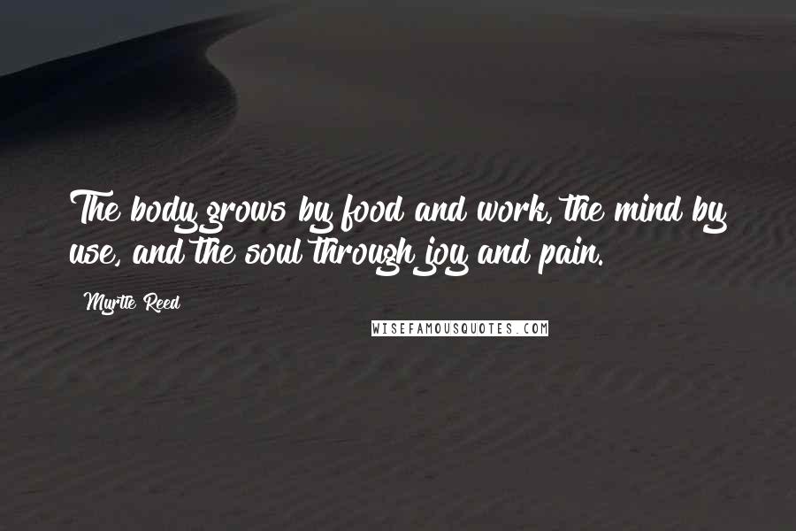 Myrtle Reed Quotes: The body grows by food and work, the mind by use, and the soul through joy and pain.