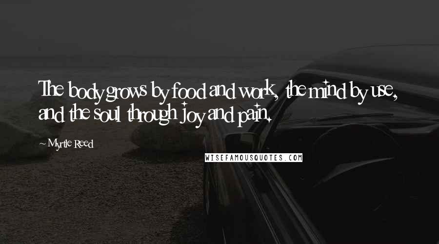 Myrtle Reed Quotes: The body grows by food and work, the mind by use, and the soul through joy and pain.