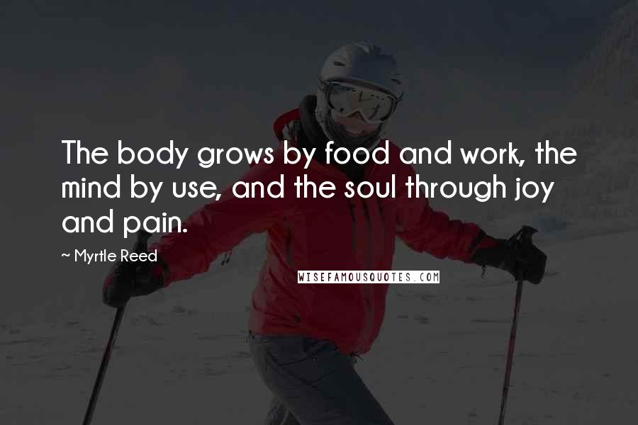 Myrtle Reed Quotes: The body grows by food and work, the mind by use, and the soul through joy and pain.