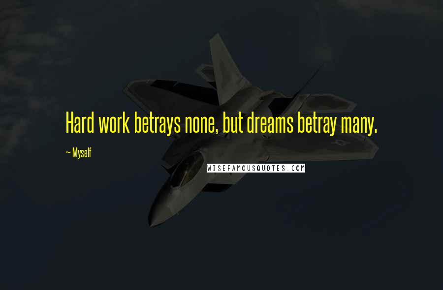 Myself Quotes: Hard work betrays none, but dreams betray many.