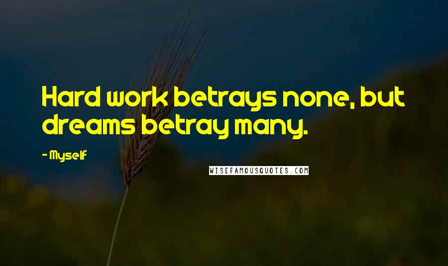 Myself Quotes: Hard work betrays none, but dreams betray many.