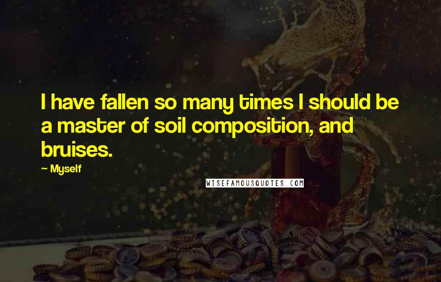 Myself Quotes: I have fallen so many times I should be a master of soil composition, and bruises.