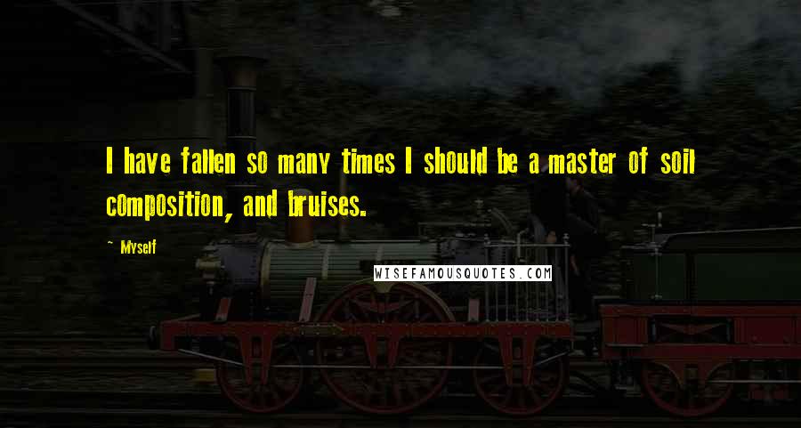 Myself Quotes: I have fallen so many times I should be a master of soil composition, and bruises.