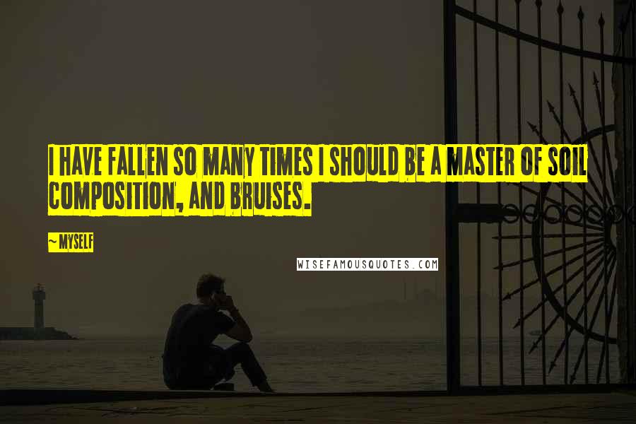 Myself Quotes: I have fallen so many times I should be a master of soil composition, and bruises.