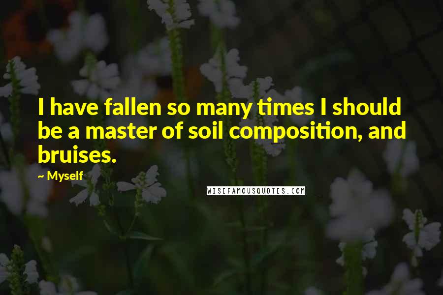 Myself Quotes: I have fallen so many times I should be a master of soil composition, and bruises.