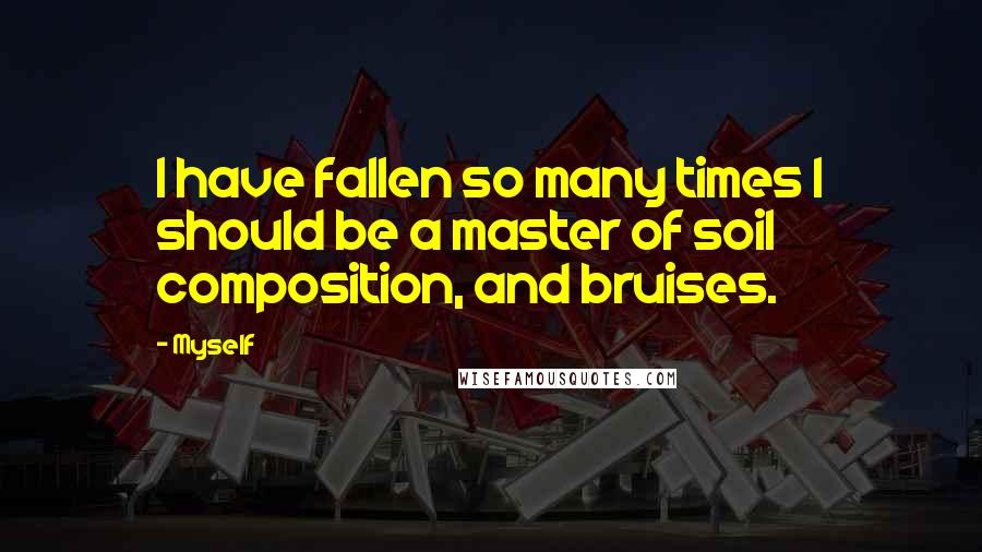 Myself Quotes: I have fallen so many times I should be a master of soil composition, and bruises.