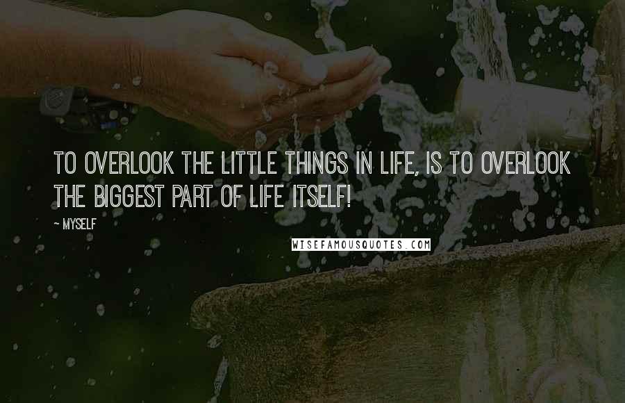 Myself Quotes: To overlook the little things in life, is to overlook the biggest part of life itself!