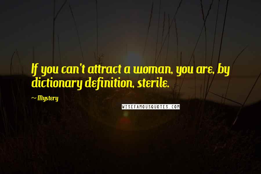 Mystery Quotes: If you can't attract a woman, you are, by dictionary definition, sterile.