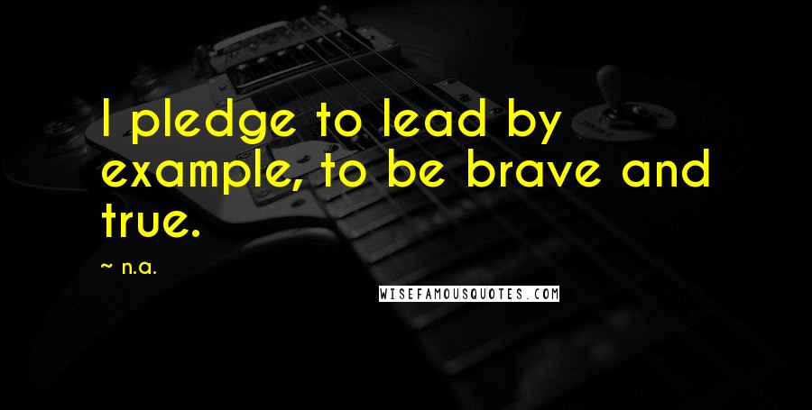 N.a. Quotes: I pledge to lead by example, to be brave and true.