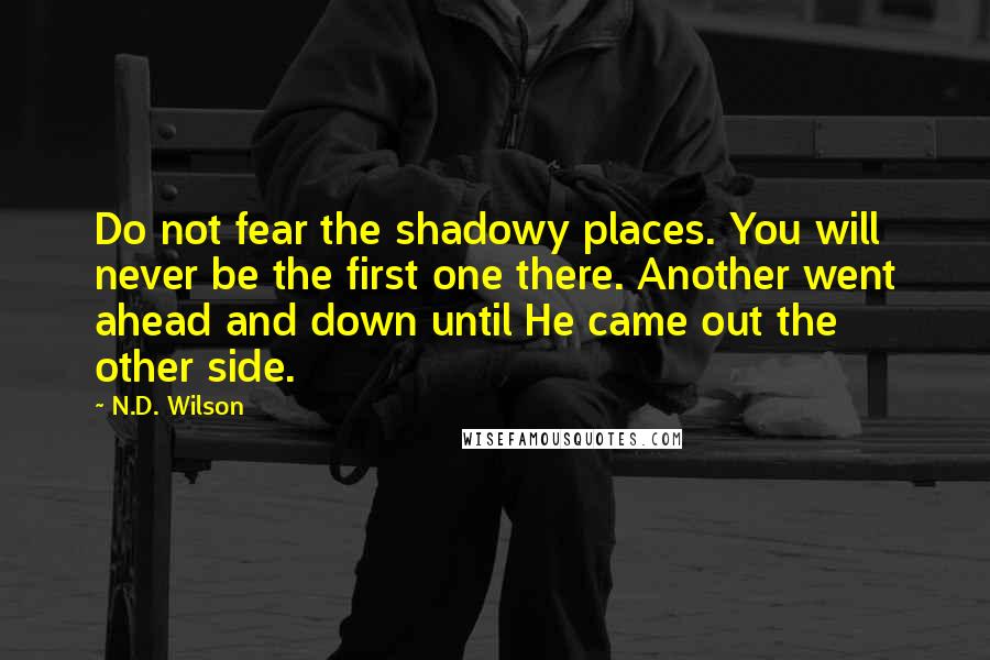 N.D. Wilson Quotes: Do not fear the shadowy places. You will never be the first one there. Another went ahead and down until He came out the other side.