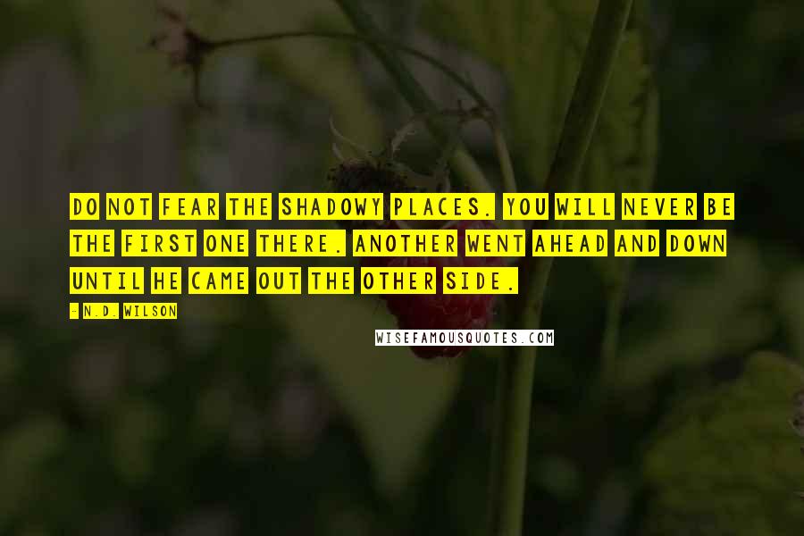 N.D. Wilson Quotes: Do not fear the shadowy places. You will never be the first one there. Another went ahead and down until He came out the other side.