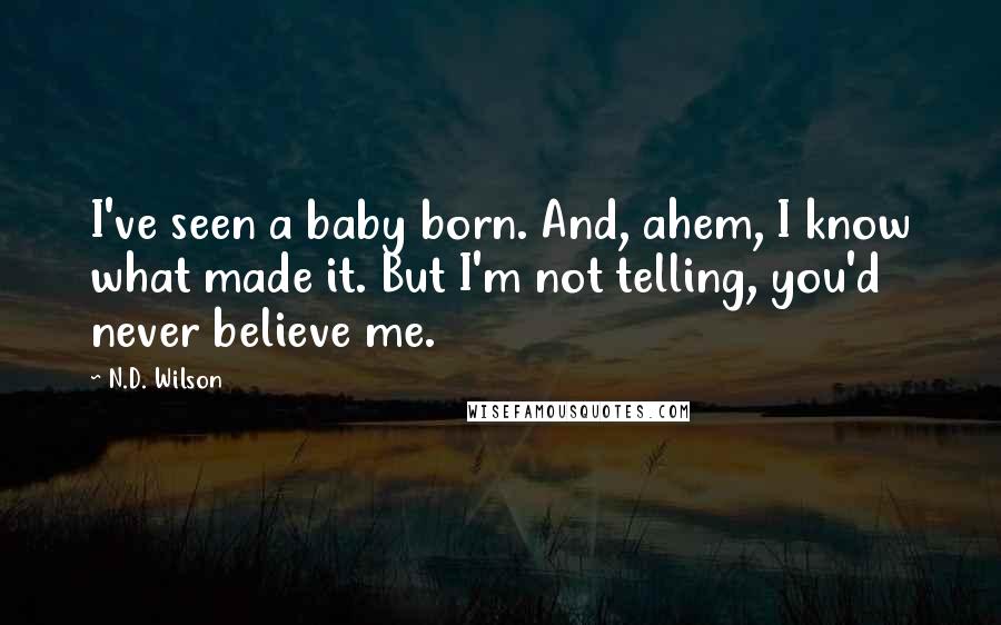 N.D. Wilson Quotes: I've seen a baby born. And, ahem, I know what made it. But I'm not telling, you'd never believe me.