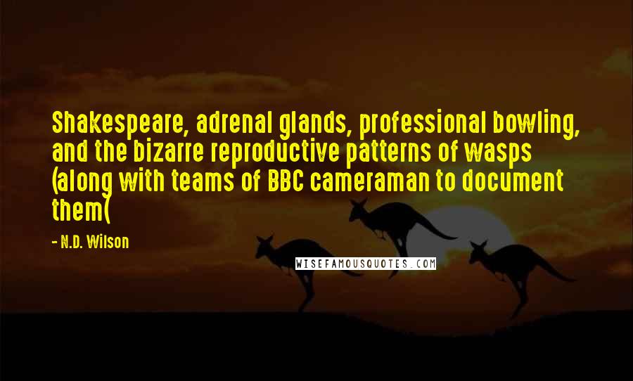 N.D. Wilson Quotes: Shakespeare, adrenal glands, professional bowling, and the bizarre reproductive patterns of wasps (along with teams of BBC cameraman to document them(