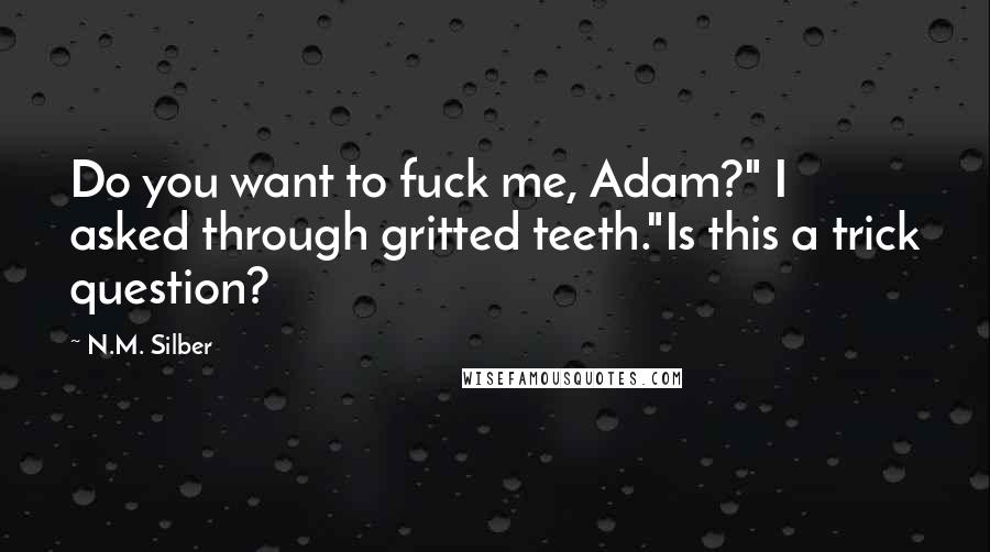 N.M. Silber Quotes: Do you want to fuck me, Adam?" I asked through gritted teeth."Is this a trick question?