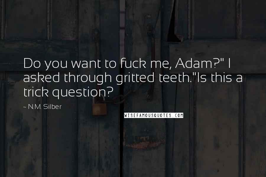 N.M. Silber Quotes: Do you want to fuck me, Adam?" I asked through gritted teeth."Is this a trick question?