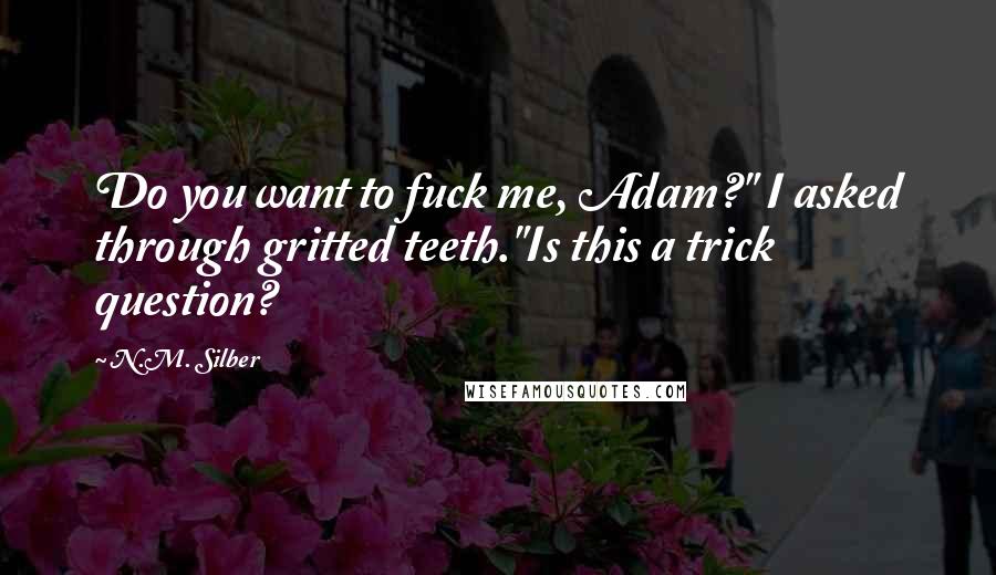 N.M. Silber Quotes: Do you want to fuck me, Adam?" I asked through gritted teeth."Is this a trick question?