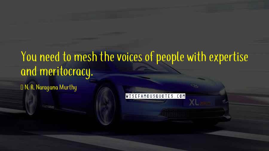 N. R. Narayana Murthy Quotes: You need to mesh the voices of people with expertise and meritocracy.