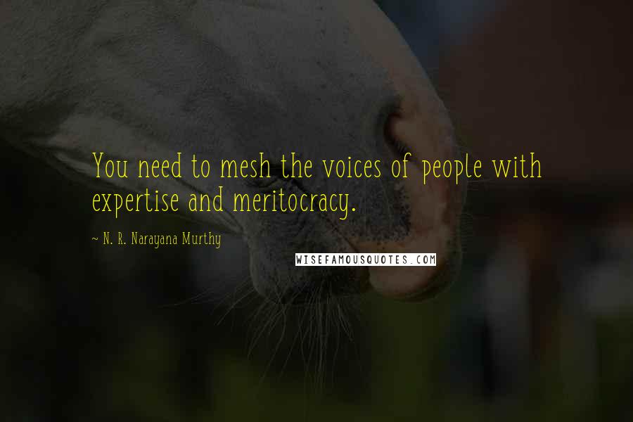 N. R. Narayana Murthy Quotes: You need to mesh the voices of people with expertise and meritocracy.