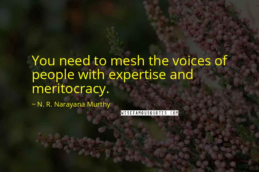 N. R. Narayana Murthy Quotes: You need to mesh the voices of people with expertise and meritocracy.